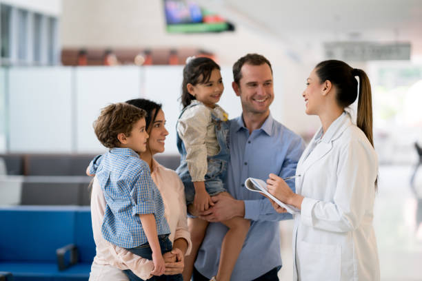 A family standing in the hospital
